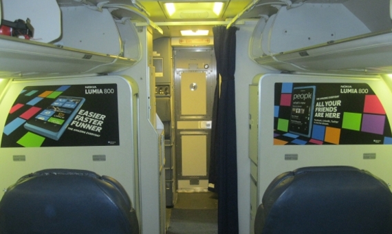Bulkhead Seat Advertising on Airplane